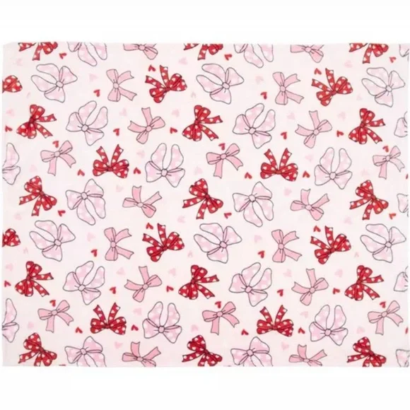 Cozy Pink & Red Bows Throw Blanket ~ New ~ 50 x 60“ - Picture 2 of 2